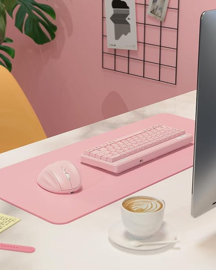 Micropack Wireless Bluetooth Mouse Ergonomic Vertical for Laptop MacBook PC Tablet Rechargeable Silent Click Multi-Device 3-Mode 2.4G Adjustable DPI Compatible with Windows Android iOS MacOS Pink