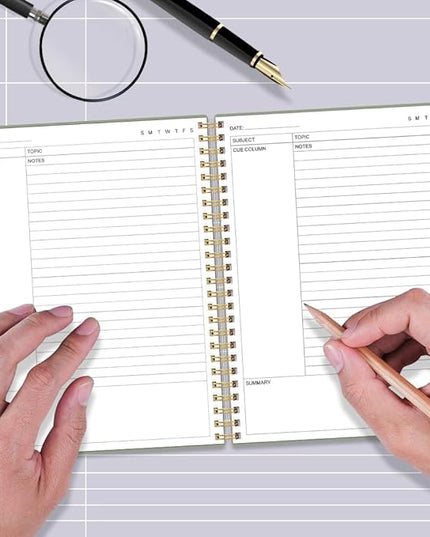 Yaridar A4 Cornell Notes Notebook - College Spiral Cornell Notebooks for Note Taking, Subject Ruled Steno Pads for Office/School/College/Home, 8.5" x 11", Green