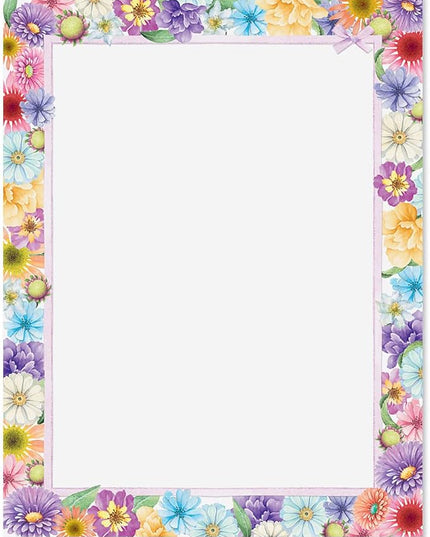 Current Spring Floral Letter Paper - Spring Stationery Papers With Decorative Spring Flowers Border, Printable Holiday, Wedding & Bridal Shower, & Invitation Sheets, Set of 25, 8 1/2" x 11"