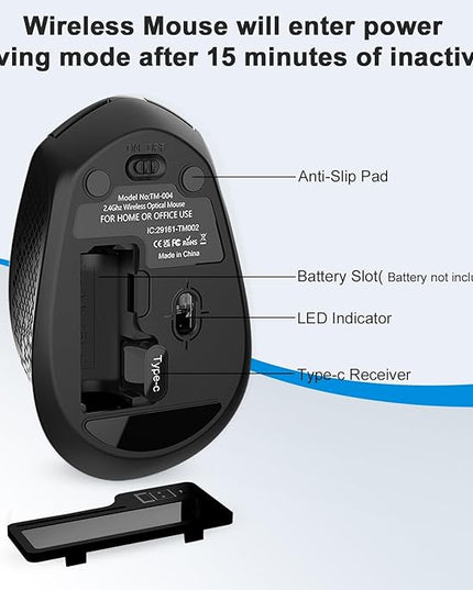 RaceGT USB C Wireless Mouse, Type C Silent Mouse for MacBook Air/Pro, 2.4G Cordless Computer Mice with 6 Buttons and 3 Adjustable DPI for Mac, Laptop, Desktop, PC