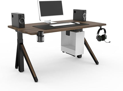 DEZCTOP Revon Pro Electric Standing Desk, 59" x 31.5" Large Work Surface, Height Adjustable (27.6"-47.2"), Sturdy Keel Frame, with Magnetic Modular System, Anti-Collision, Walnut for Home Office