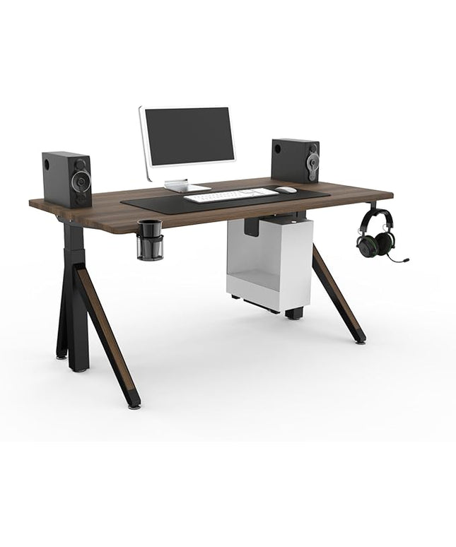 DEZCTOP Revon Pro Electric Standing Desk, 59" x 31.5" Large Work Surface, Height Adjustable (27.6"-47.2"), Sturdy Keel Frame, with Magnetic Modular System, Anti-Collision, Walnut for Home Office