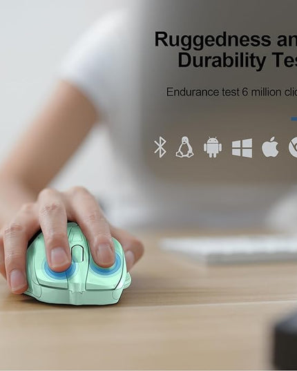 TECKNET Wireless Mouse (2.4G & BT5.0/3.0) Silent 4800 DPI Computer USB A & Bluetooth Mouse 6 Buttons, Wide Compatibility - Green