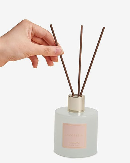 Cocorrína Premium Reed Diffuser Set with Preserved Baby's Breath & Cotton Stick Sandalwood Rose | 6.7oz Scent Fragrance Oil Diffuser for Bedroom Bathroom Home Décor