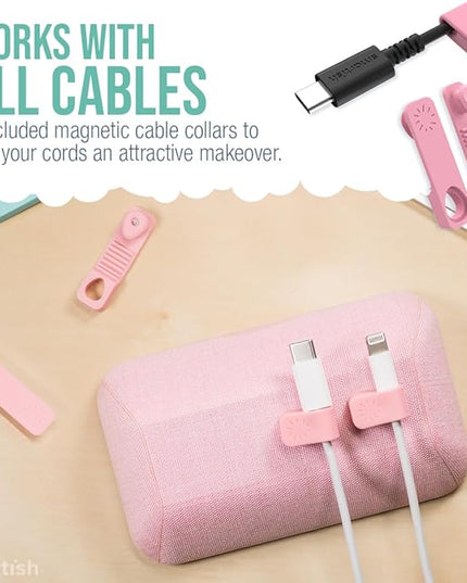 Smartish® Magnetic Cord Holder - Bigger Cable Wrangler Stocking Stuffer Organizer with Magnet Clips for Charger Management on Desktop, Nightstand - Holds 6+ Cables - I'm Blushing