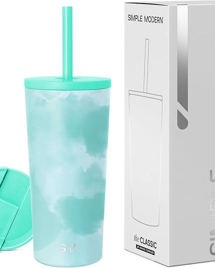 Simple Modern Classic Tumbler with Lid and Straw | Insulated Iced Coffee Cup Reusable Stainless Steel Water Bottle Travel Mug | Gifts for Women Men Her Him | 20oz | Ocean Tide