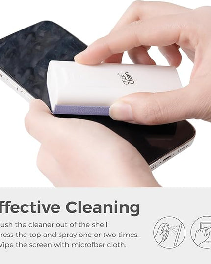 CLICK CLEAN Touchscreen Mist Cleaner, Screen Cleaner, All in One Screen Cleaner Spray with Microfiber and Phone Stand for All Phones, Laptop and Tablet Screens (Purple), W5131