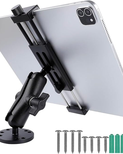 All-Aluminum Car Tablet Holder with Heavy Duty Drill Base, Compatible with iPad Pro Mini 4.7"-15" Samsung Galaxy Tab Tablets, Car Tablet Mount for Truck,Business ,Boat,Dashboard,Desk,Wall Mounting