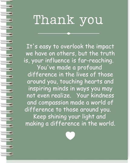 Thank You Green Hardcover 160 Pages Spiral Notebooks, Funny Thank You Gifts for Women Men Coworkers Leader Mentor, Appreciation Gifts for Employees, Thanksgiving Gifts for Colleagues Leaders