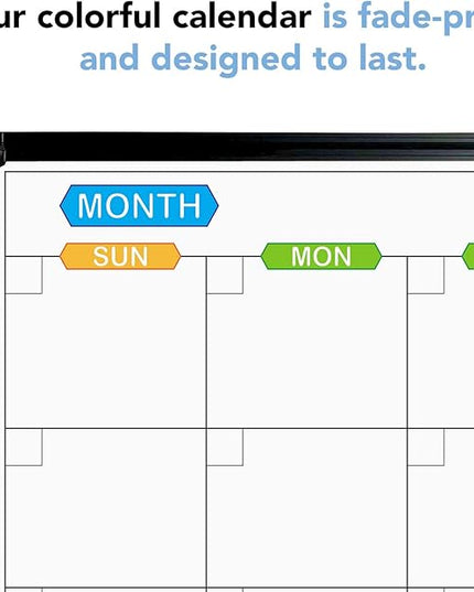 JILoffice Dry Erase Calendar Whiteboard 48 X 36 Inch - Magnetic White Board Calendar Monthly, Black Aluminum Frame Wall Mounted Board for Office Home and School