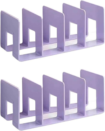 2PCS Acrylic File Organizer for Desk, Desktop Document/Mail Organizer, 4 Compartments Plastics Invisible Bookshelf Floating (12.5" x 5.7" x 5", Purple)