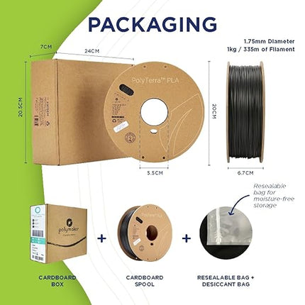Polymaker Matte PLA Filament Forest Green 1.75mm 1kg 3D Printing Filament, PolyTerra 3D Printer PLA Filament