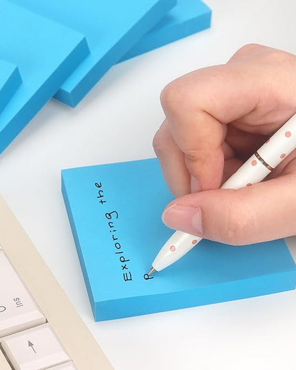 Sticky Notes 3x3 Self-Stick Notes Pads with 6 Bright Colors, Easy to Post for Office, School, Home, 6 Pads/Pack, 100 Sheets/Pad (Blue)