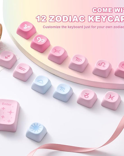 YUNZII 140 Keys MOA Keycaps, Dye-Sublimation PBT Custom Keycap Set for MOA Profile, Cute Pink Gradient Keycap for MX Switches Mechanical Gaming Keyboard(Pink)