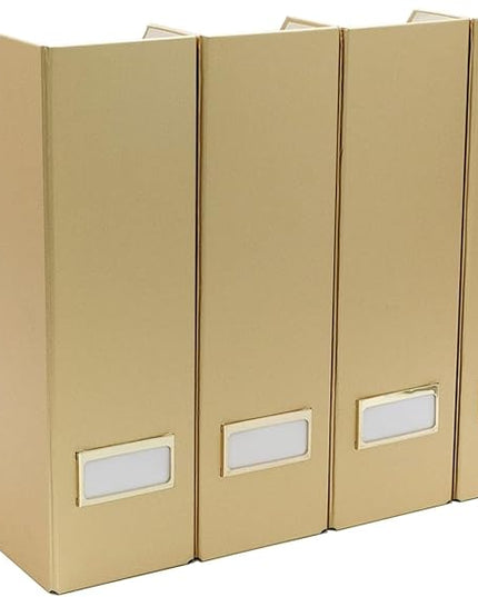 BLU MONACO Gold Magazine File Holder Set of 4 – Stylish Desk Organizer for Home & Office - Elegant Supplies, Bookends & Durable File Holders for a Gold Office Decor