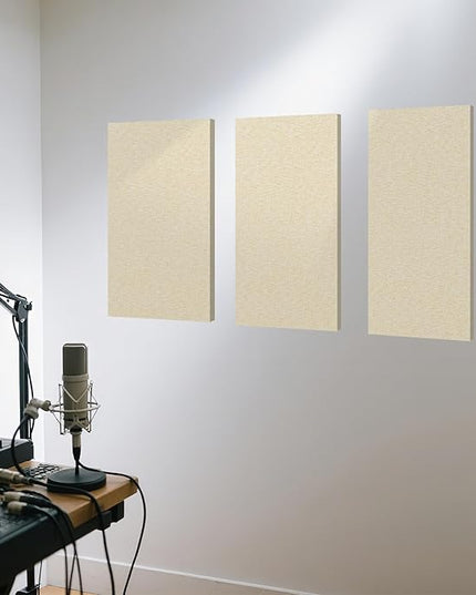 Art3dwallpanels 4 PCS Acoustic Panels, 24''x12'' Fabric Soundproof Wall Panels, Easy-Hook Mounting Sound Absorbing Panels for Studios, Office, Home Theater, Linen