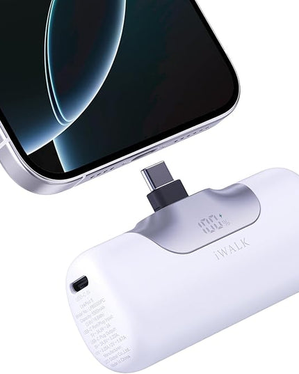 iWALK Portable Charger 5500mAh Next-Gen Small Power Bank 22.5W Fast Charging Battery USB-C Portable Phone Charger for iPhone 17/16/15 17 Plus 17 Pro Max iPad, Samsung Galaxy S25 S24 S23 Android, White