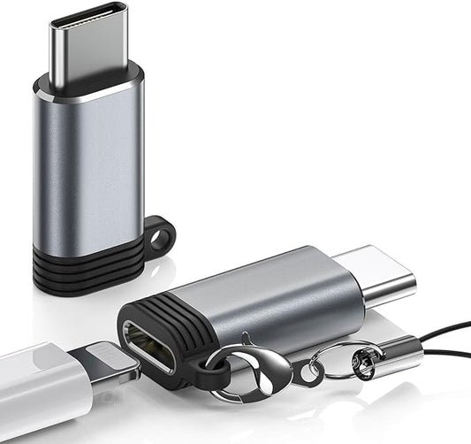 Lightning to USB C Adapter 2 Pack - Fast Charging & Data Transfer USB Type C to Lightning Charger Connector Compatible with iPhone 15/16/17 Pro Max/Plus, Samsung, Pixel - (Not for Audio/OTG)-Dark Gray