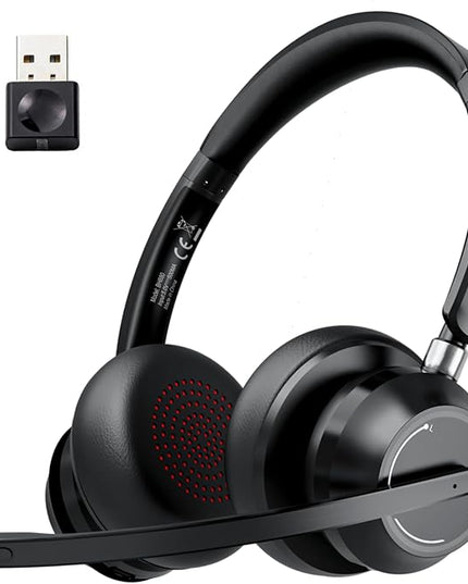 Blue Air Wireless Headphones with Microphone, Bluetooth Headset with Noise Cancelling Mic & USB Dongle & Mic Mute, 40H Playtime, Powerful Sound, for Work Meetings Calls Computer Laptop PC Phone