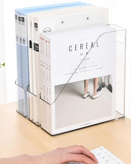 6 Pack Clear Magazine Holder, File Magazine Rack with Handle, Vertical Folder Document Storage, Magazine File Organizer for Desk, Office, Home, School
