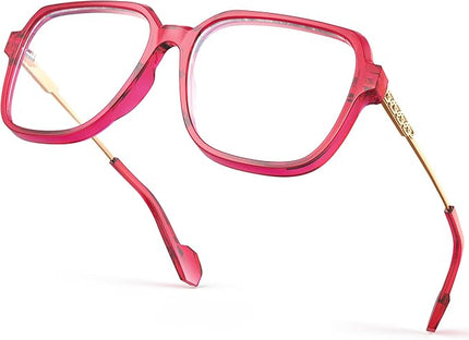 VISOONE Oversized Blue Light Blocking Glasses with Chic Square TR90 Frame and Metal Temple for Women Men REMY