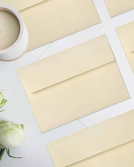 Ivory Blank Cards and Envelopes (Unfolded), Goefun 5x7 Flat Cream Cardstock and A7 Envelopes Self Seal 100 Pack for Wedding, Invitations, DIY Greeting Cardstock, Thank You Cards & All Occasion