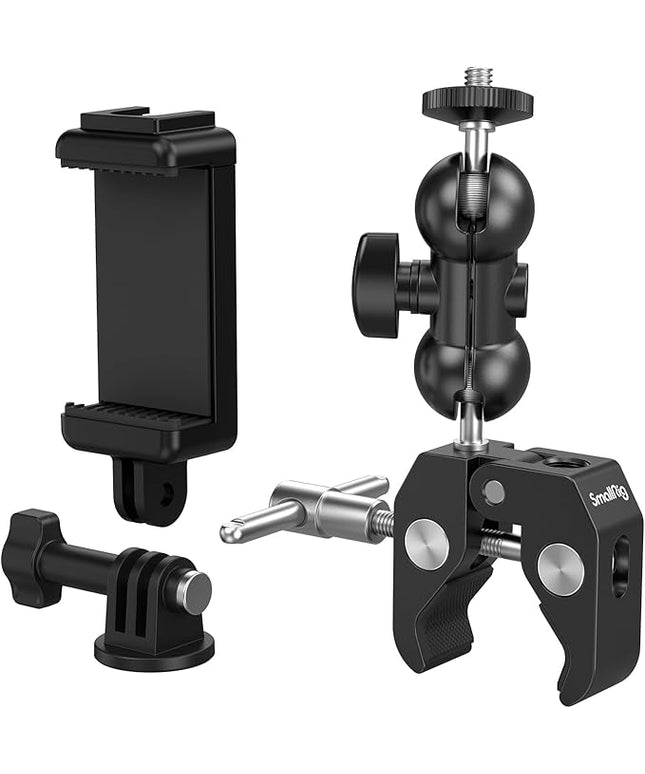 SMALLRIG Camera Mount Kit, Ball Head Magic Arm With Clamp, Super Clamp With Non-Slip Threads for GoPro, Webcam, Camera, Phone, Monitor and Light