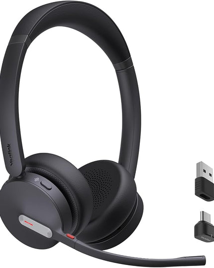 Yealink BH70 UC Wireless Bluetooth Headset with Microphone for Work, up to 35h Talking Battery, Teams UC Compatible Headsets for Computer Mobile, 147g Lightweight Headphone for Open Office 50m Range
