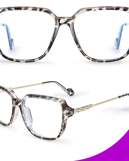 VISOONE 2 Pack Oversized Blue Light Blocking Glasses with Chic Square TR90 Frame and Metal Temple for Women Men REMY