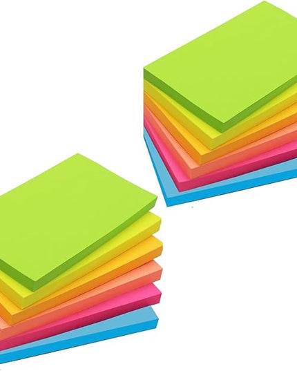 960 Sheets 3 in x 5 in Large Sticky Notes, 76 x 127 mm 6 Pads Assorted Self-Stick Pads for Notebook,Office,School and Home,80 Sheets/Pad (12 Pads Brillant)
