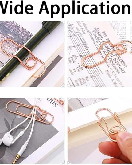 Paperclip Pen Holder, Heart Shaped Metal Pen Clip, 30/60PCS Paper Clips, Metal Pe𝐧 Holder Clips for Notebook, Reusable, Steel Paperclip (Heart-Shaped,30pcs)
