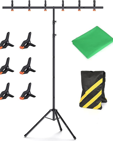 Green Screen Backdrop Kit with Stand, 8x5.3ft Portable GreenScreen Background Stand for Streaming Video and Photography Shoots