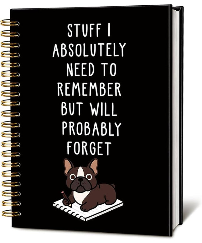 LIANGW Funny French Bulldog Notebook Journal Gifts for Women & Men, Frenchie Gifts for Women, for Coworkers, Black Hardcover Spiral Notebook 5.5x8.3 Inch