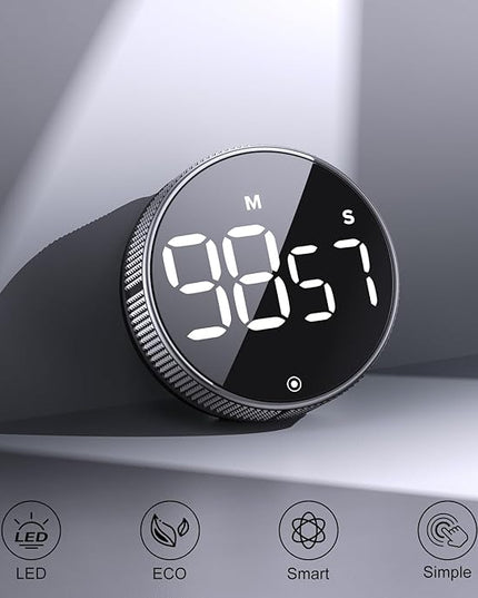 BlueSnail Kitchen Timer with LED Digital Display Smart Efficana for Home Classroom Gym Office, Volume and Brightness Adjustable Productivity Timer (Silvery)