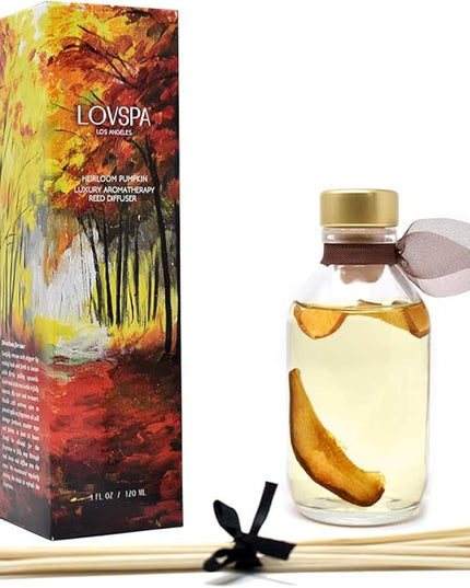 LOVSPA Reed Diffuser Set, Apple Harvest Scented Oil Diffuser with Sticks, Home Fragrance Accessories for Bathroom Shelf Decor, Aroma Diffusers for Home or Office Fall Decor, USA Made