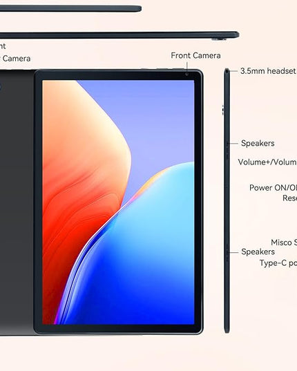 URAO Tablet,10.1" Android 15 Tablet with Octa-core Processor 24GB RAM 128GB ROM HD IPS Touchscreen 8H Battery, Wi-Fi 6, BT 5.0, Dual Camera, Android Tablets