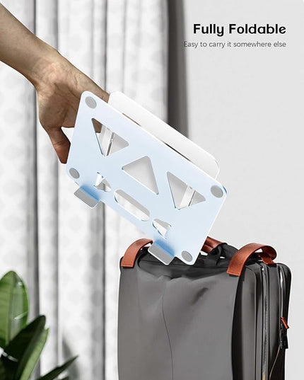 Adjustable Laptop Stand for Desk,Portable Laptop Stand Holder and Riser,Foldable Aluminum Notebook Computer Stands for MacBook Air Pro HP Lenovo Dell Samsung, 10-15.6 inch (Sky Blue-Silver)