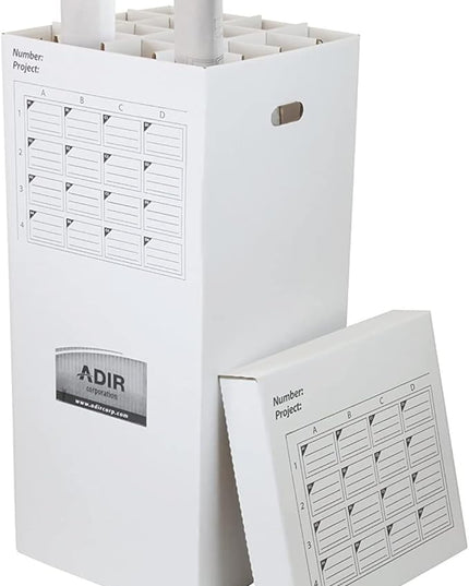 Adir Cardboard Roll File Storage Organizer - Vertical File Sorter - Blueprint, Poster, Plans, Gift Wrap, And Map Holder Station-16 Slots (for Rolls up to 37 Inches Long)