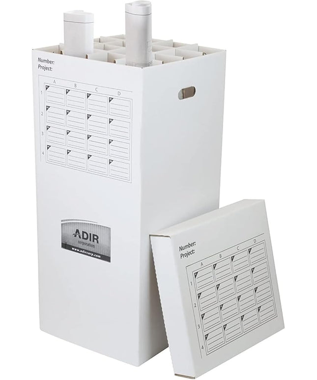 Adir Cardboard Roll File Storage Organizer - Vertical File Sorter - Blueprint, Poster, Plans, Gift Wrap, And Map Holder Station-16 Slots (for Rolls up to 37 Inches Long)