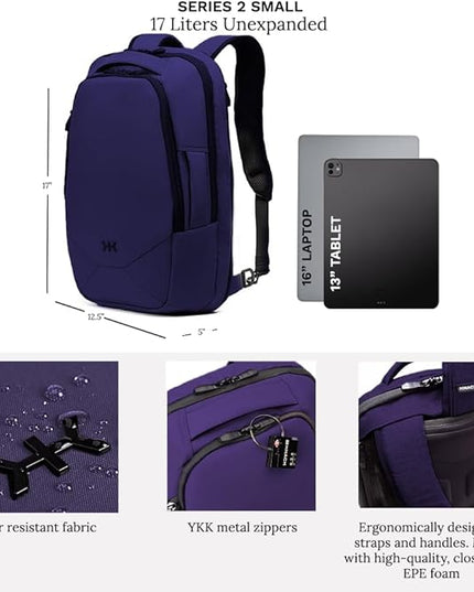 Knack Small Series 2 Laptop Backpack Fits up to 16 Inch Laptops - Knack Bags Carry-On Backpack, TSA Approved, Expandable Travel Backpacks With 2 Day Outfit Capacity, Berry Blue