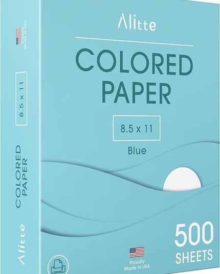 Alitte Colored Paper 500-Sheets - Blue Paper, 8.5 x 11 Colored Printer Paper, Arts & Crafts, DIY Projects - School & Office Supplies - Pastel Copy Paper, 1 Ream, Made in the USA
