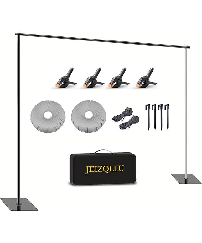 Backdrop Stand, 6.5ft Height 9ft Width Adjustable Photography Background Support Poles with Heavy Duty Flat Base, Photo Metal Steel Pipe and Drape Frame Kit for Parties Birthday Wedding