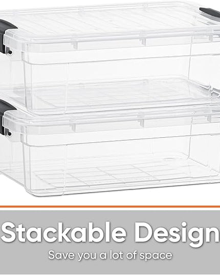 Superio Clear Storage Boxes with Lids, 4.5 Quart Plastic Container Bins for Organizing, Stackable Crates, BPA Free, Non Toxic, Odor Free, Organizers for Home, Office and Dorm, 6 Pack
