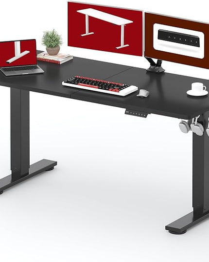 SANODESK Standing Desk Height Adjustable Electric Stand up Desk 63x24 Inches Sit Stand Home Office with Splice Board, Black Frame/Black Top