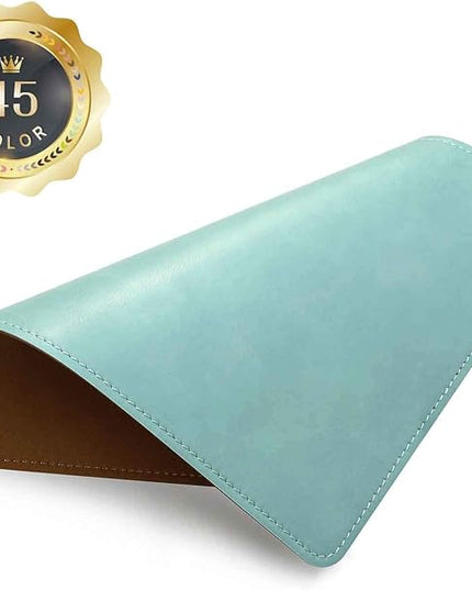 PU Leather Mouse Pad with Stitched Edge Micro-Fiber Base - Non-Slip Waterproof, 8x11Inch (Light Blue)