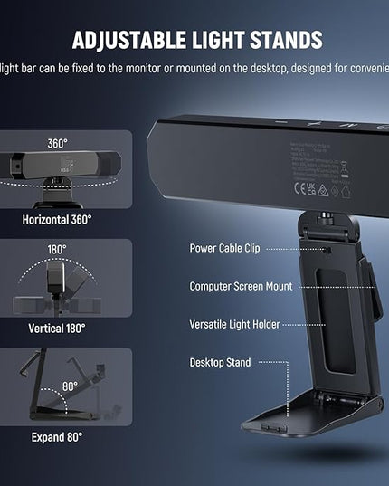NEEWER Basics 6W Monitor Light Bar with Stand/Remote/Touch Control, Bi Color Dimmable LED Lamp for Home Office Desk Video Conference Lighting Computer Laptop Webcam Zoom Gaming Streaming Reading, L10