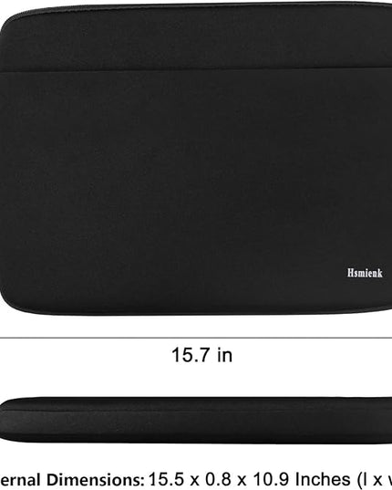 Laptop Case Sleeve 15.6 inch, Shockproof Protective Notebook Case with Accessory Pocket, Briefcase Carrying Laptop Cover for 15.6" HP, ASUS, Dell, Lenovo, Acer, Black