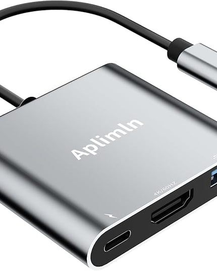 Aplimln USB C to HDMI Adapter, 4K@60Hz HDMI to USB-C Adapter with USBA 3.0 & 100W PD Port Multiport Digital AV Converter for MacBook Pro/Air, iPad, iPhone 15/16, Tablets, Switch, TV, Monitor and More