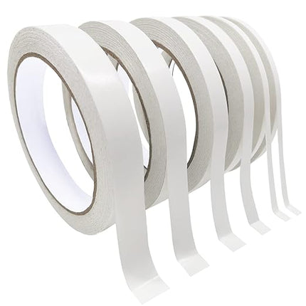 SmaringWing Double Sided Tape for Crafts, 6 Rolls Multi-Size Double-Sided Adhesive Tape for Arts, Photography, Gift Box, Scrapbooking, Card Making, Paper Backing