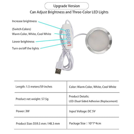 LED Lamp Kit for 3D Printer, 3 Colors, 5V USB Powered, 3000K Warm Light, DIY Hardware Model Parts